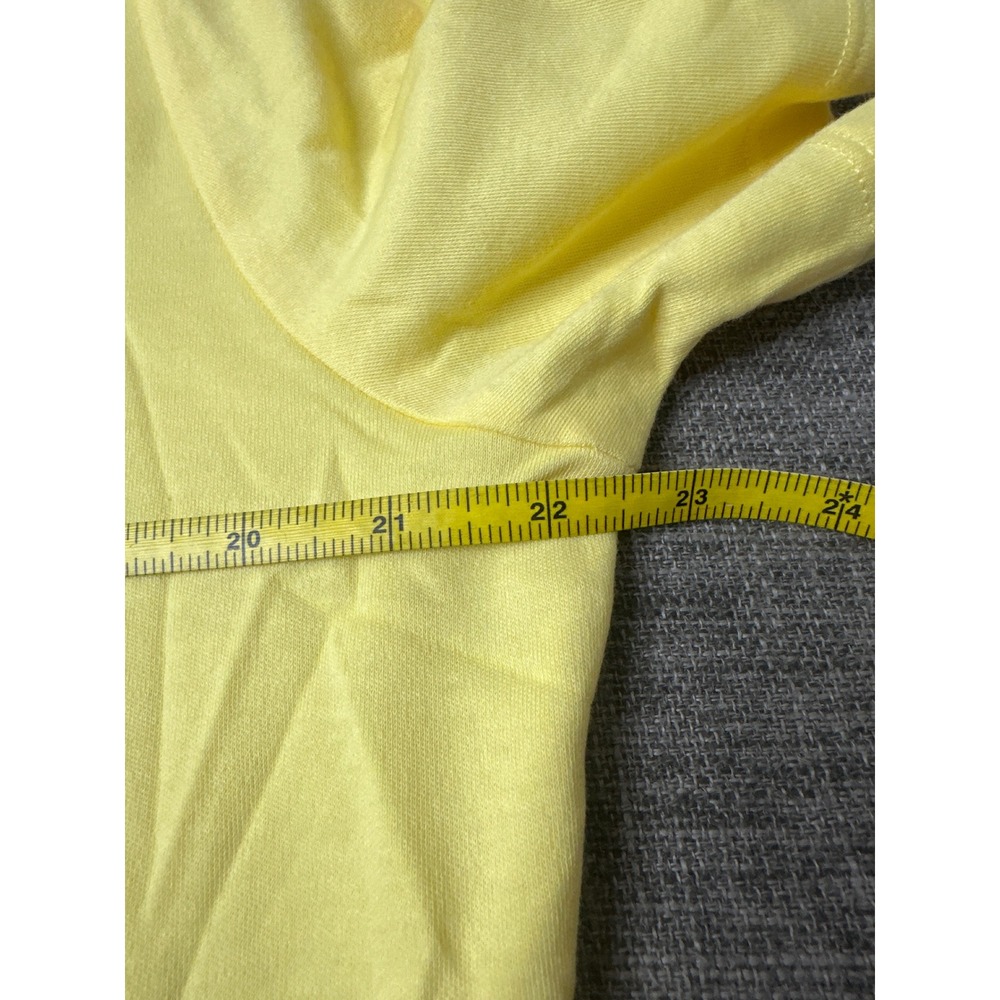 Drapers & Damons Womens Large Yellow Faux Wrap V-Neck Top Short Sleeve Button - Picture 6 of 7